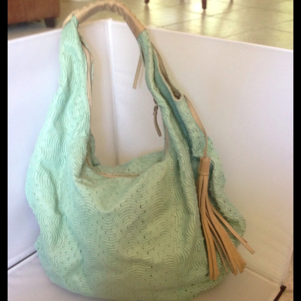 Gianni Notaro Aqua Leather Large Hobo